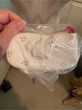 COOGI White Baby Crib Shoes with Multicolor Accent Prints